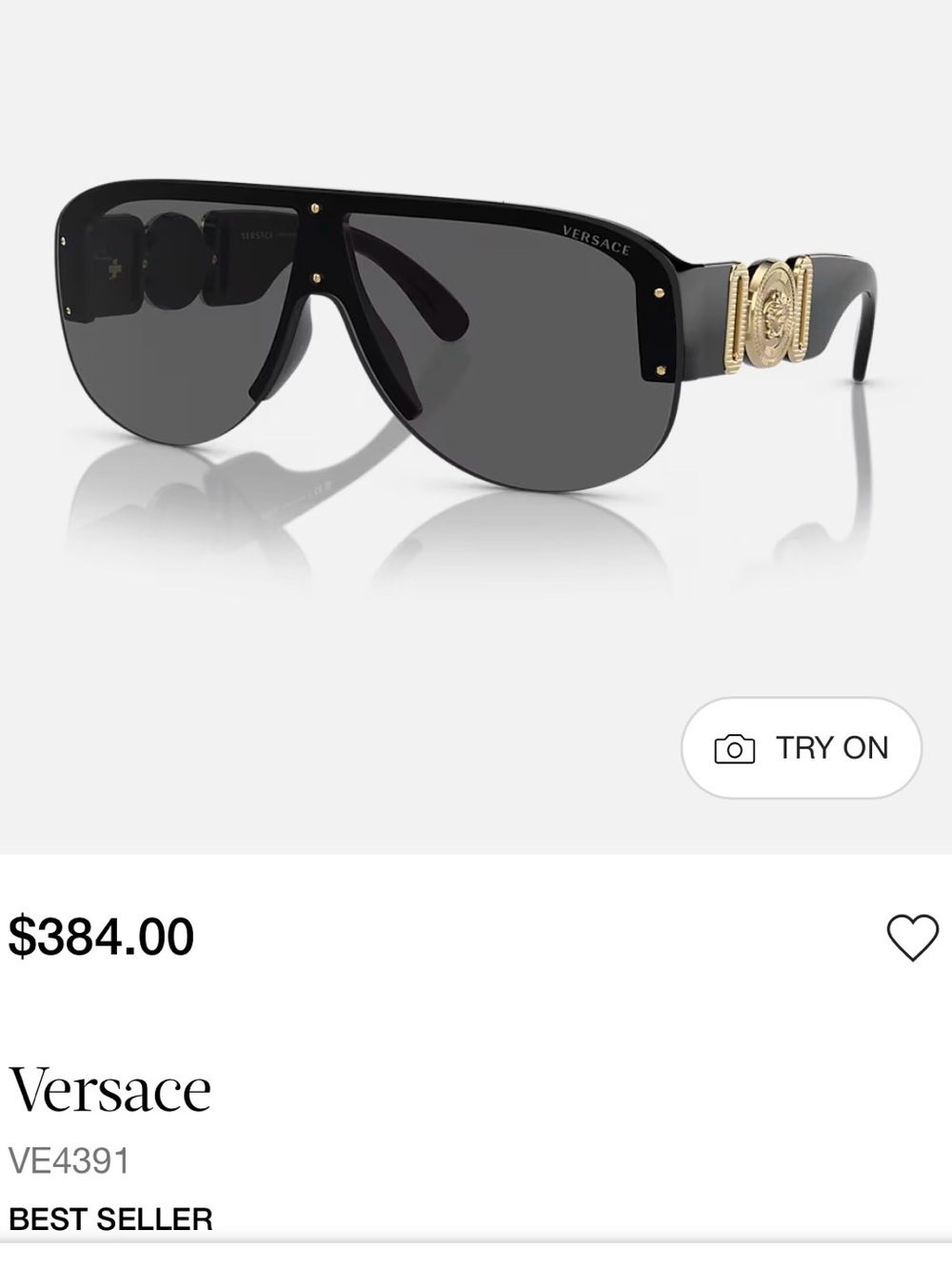 Versace Black Shield Sunglasses with Gold Medusa Side Emblems BNIB UNISEX